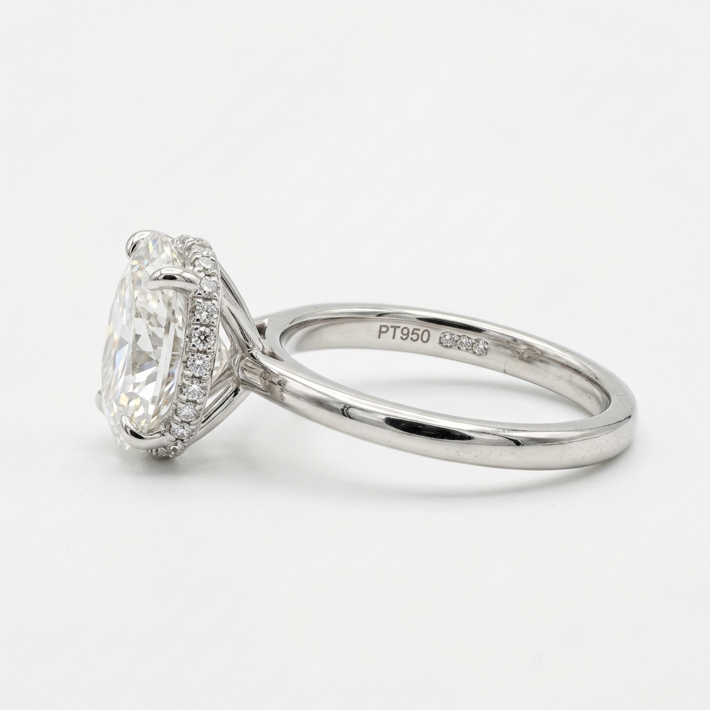 Emerald Cut Hidden Halo Ring